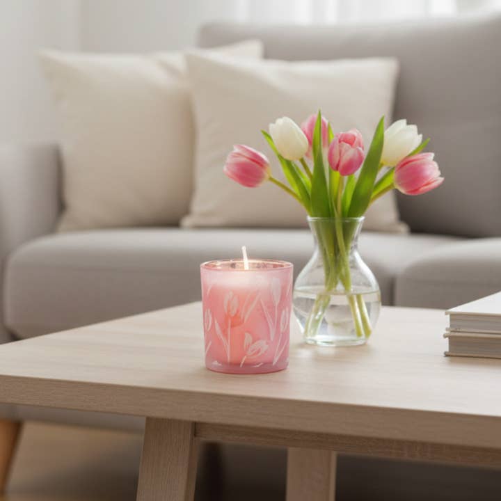 Bougie en cire de soja à 1 mèche Tulip - Petite 8 oz pour la vente par The Scented Market