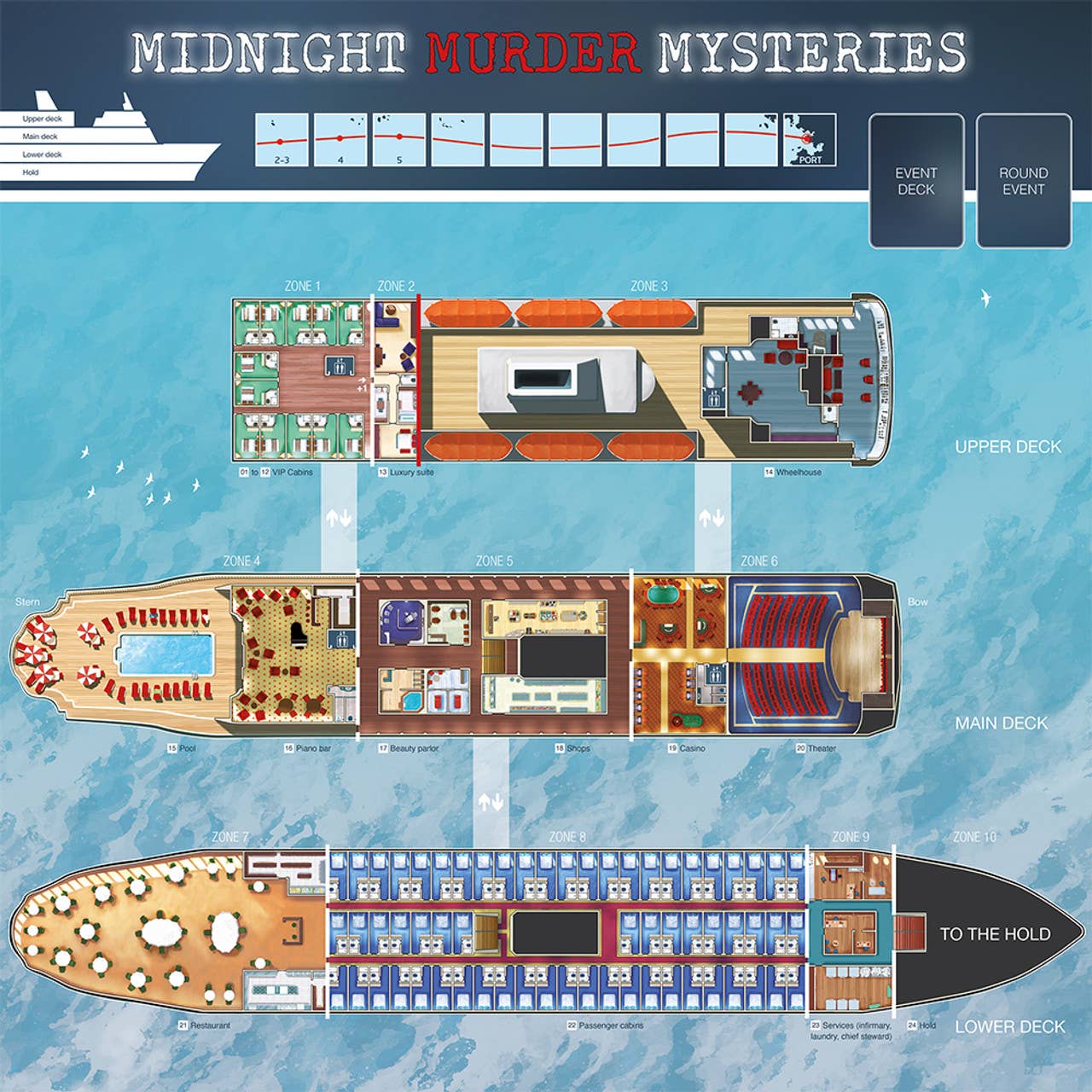 Bridge Distribution - Vente Jeux de société - Midnight Murder Mysteries - Enquêtes criminelles à bord du Majestic3