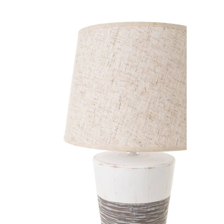 Gdeco - Vendita all'ingrosso Lampada da scrivania/d'accento - Lampada da tavolo in ceramica e lino beige 55x26x26 cm2