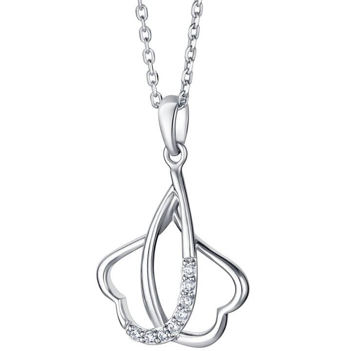 Peliani - Wholesale Pendant/Charm Necklace - Sterling Silver Linked Hearts Pendant Hypoallergenic