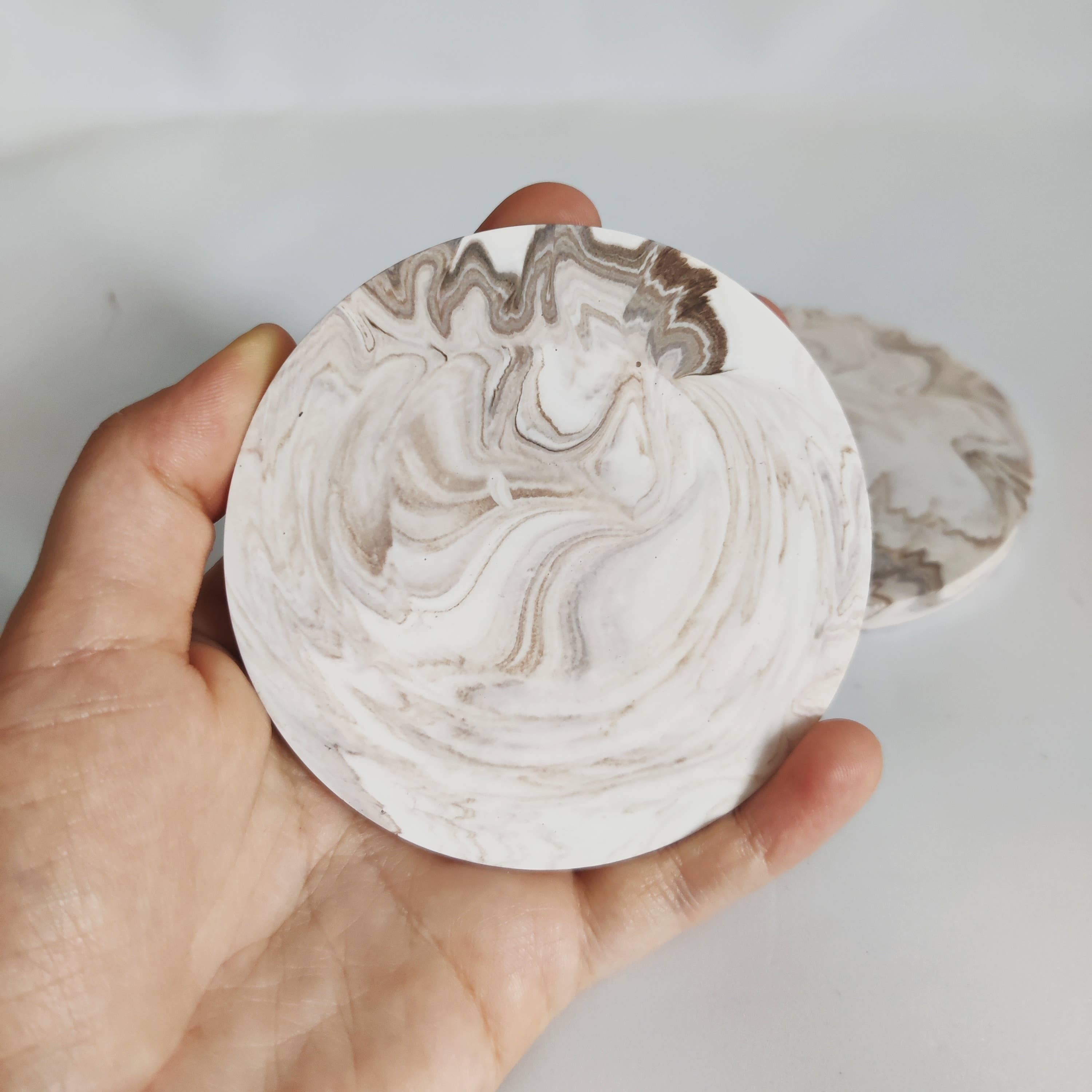 The Sage Rose Studio - Wholesale Coasters - Marble design beige coasters set of 2, eco friendly barware3