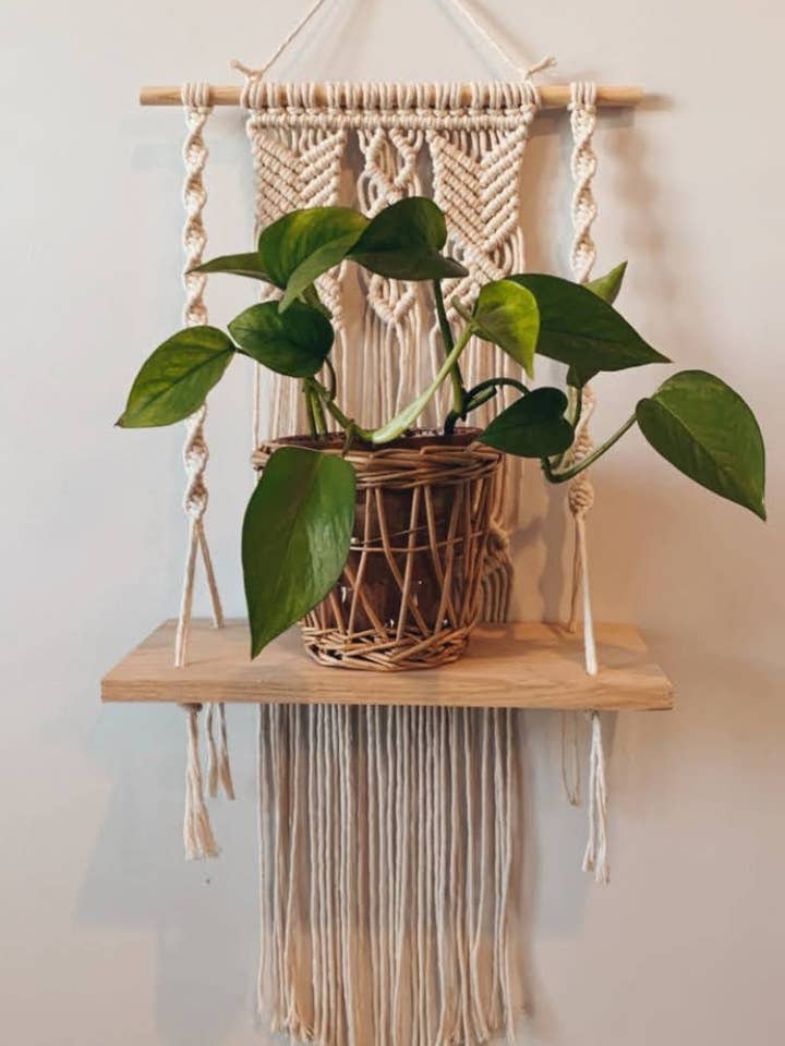 Macrame Wall Hanging Shelf- "Madison"- Made To Order Macrame for wholesale by Rosie the Wanderer, Handmade Macramé