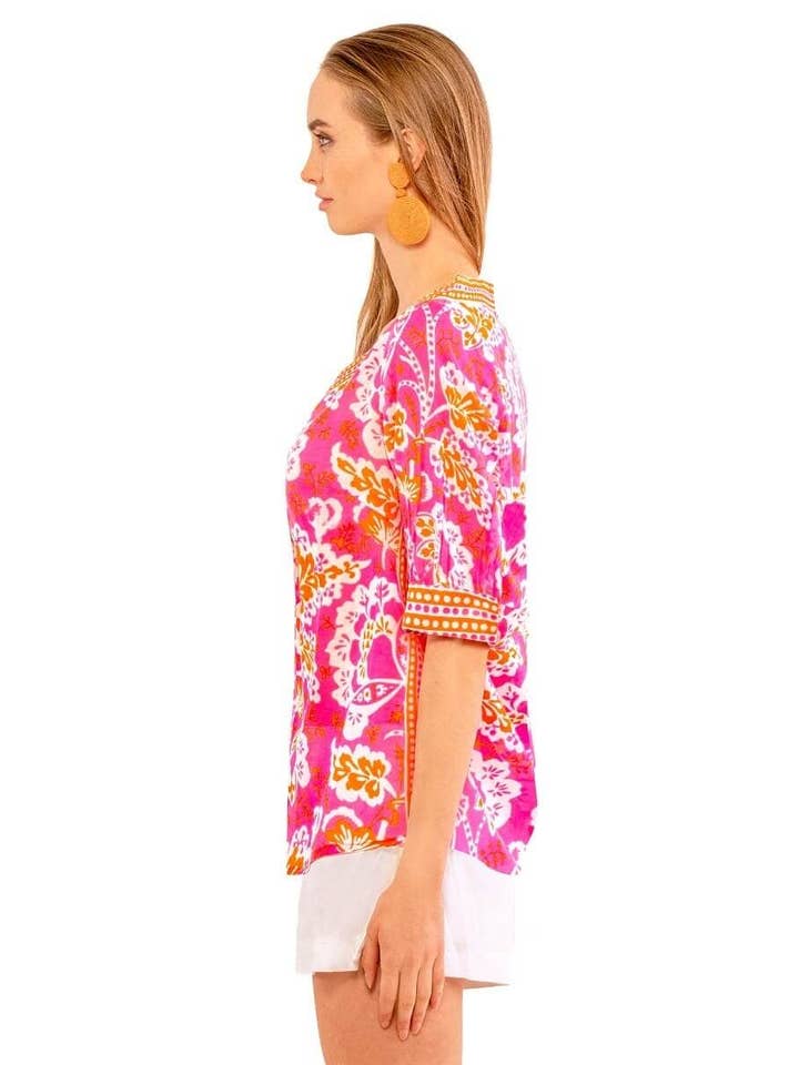 Gretchen Scott LLC - Wholesale Blouse - Women's - Let It Flow Top - Flora1