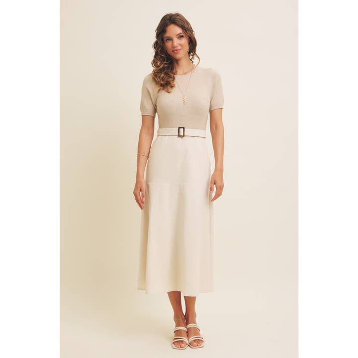 in february - Wholesale Dress - Women's - PHOTOGRAPHS LIKE A DREAM BELTED SWEATER TWOFER MIDI DRESS19