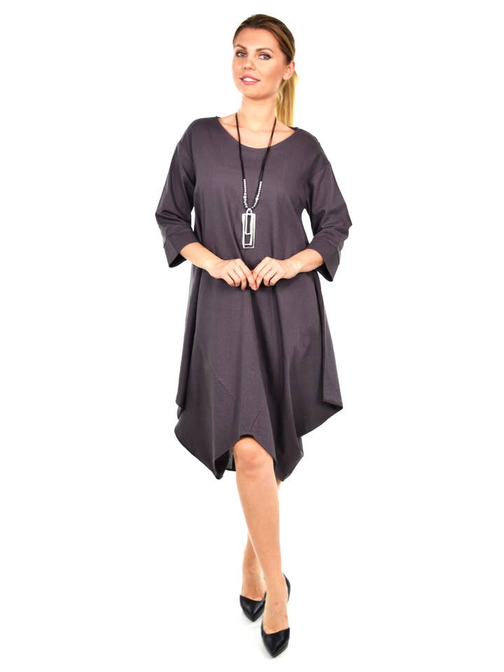 LINEN AND GAUZE - Wholesale Dress – Women's - 5089 : linen lagen look dress, Quirky Dress3