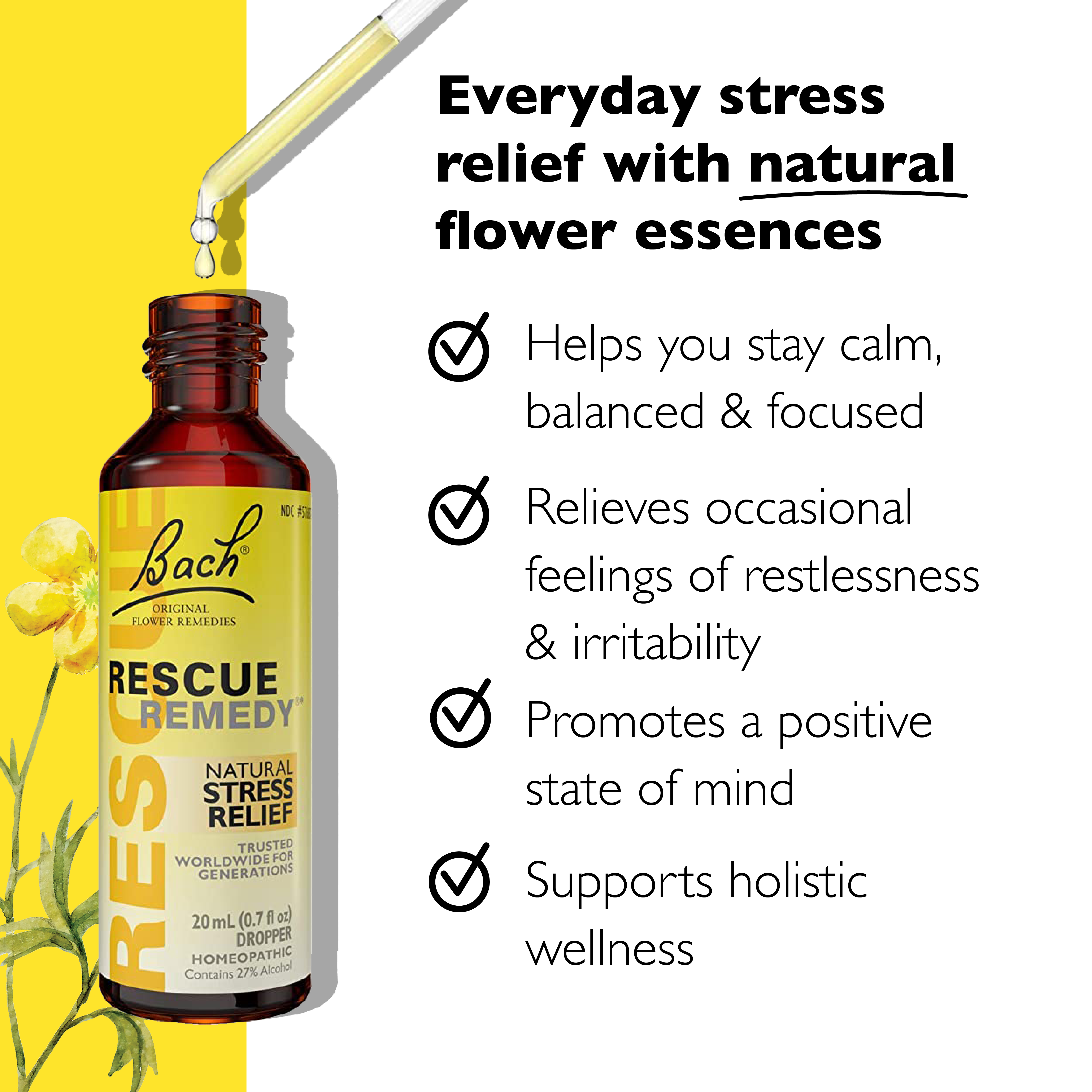RESCUE & Bach Original Flower Remedies - Wholesale Oral Supplement/Vitamin - Bach Rescue Remedy Natural Stress Relief Dropper1