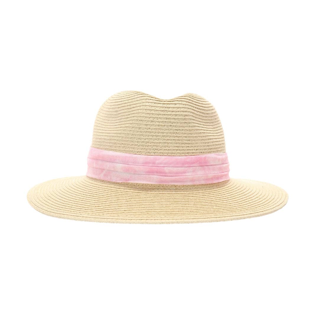 C.C Beanie - Wholesale Straw Hat - Women's - Tie Dye Band Straw Panama Hat ST8500