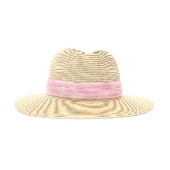 C.C Beanie - Wholesale Straw Hat - Women's - Tie Dye Band Straw Panama Hat ST850