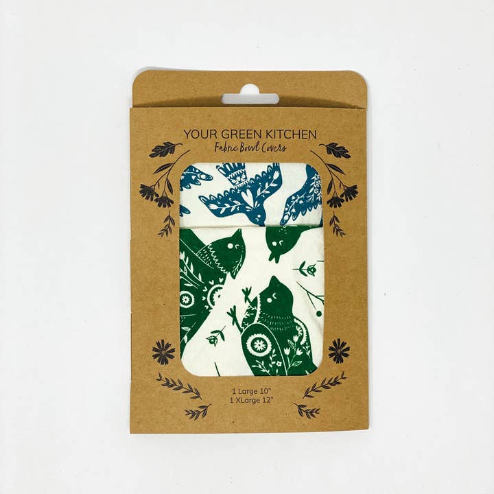 Sæt med 2 Stof skål dækker EMBALLERET/XL og LG/Folkefugle for engroshandel hos Your Green Kitchen