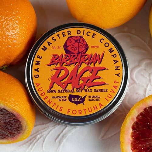 Game Master Dice - Wholesale Travel Candles - Barbarian Rage Gaming Candle