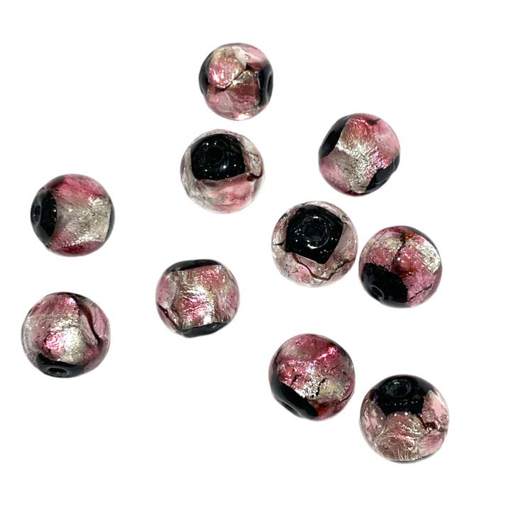 Foliesbijoux - Wholesale Beads - 10 black pink Hotaru Okinawa fireflies beads
