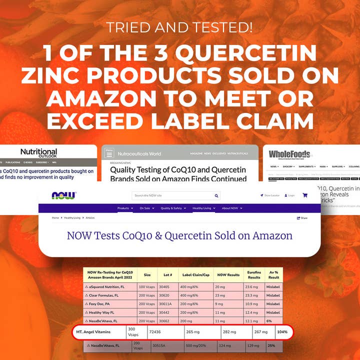 Mt. Angel Vitamins - Wholesale Oral Supplement/Vitamin - Mt. Angel Vitamins' Quercetin Zinc - 120 or 300 Capsules2