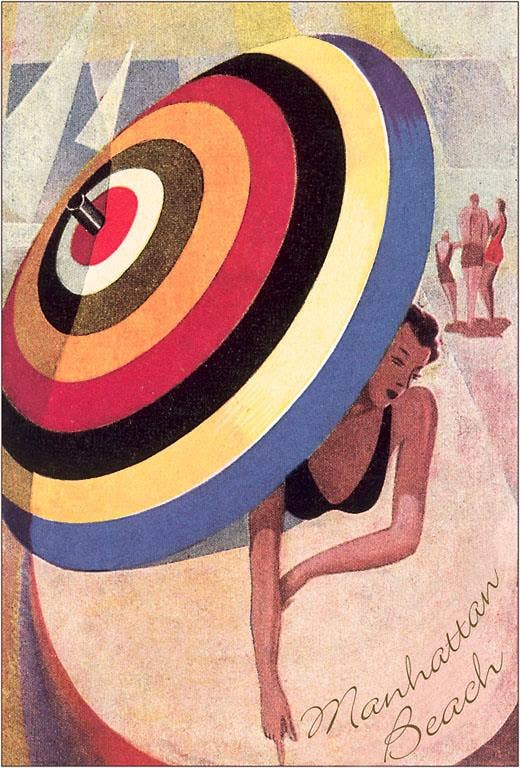 Found Image Press - Wholesale Sticker - Sticker CA-1348 Manhattan Beach, Woman with Umbrella0