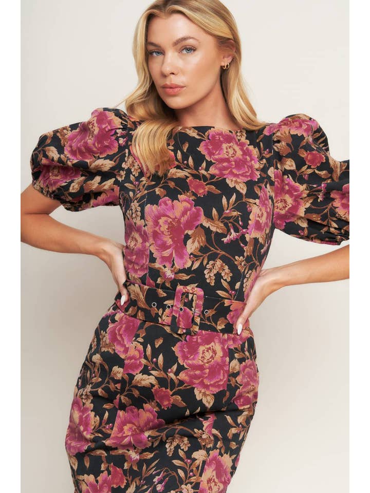 Black A printed woven midi dress - ID23128 for wholesale on Faire5