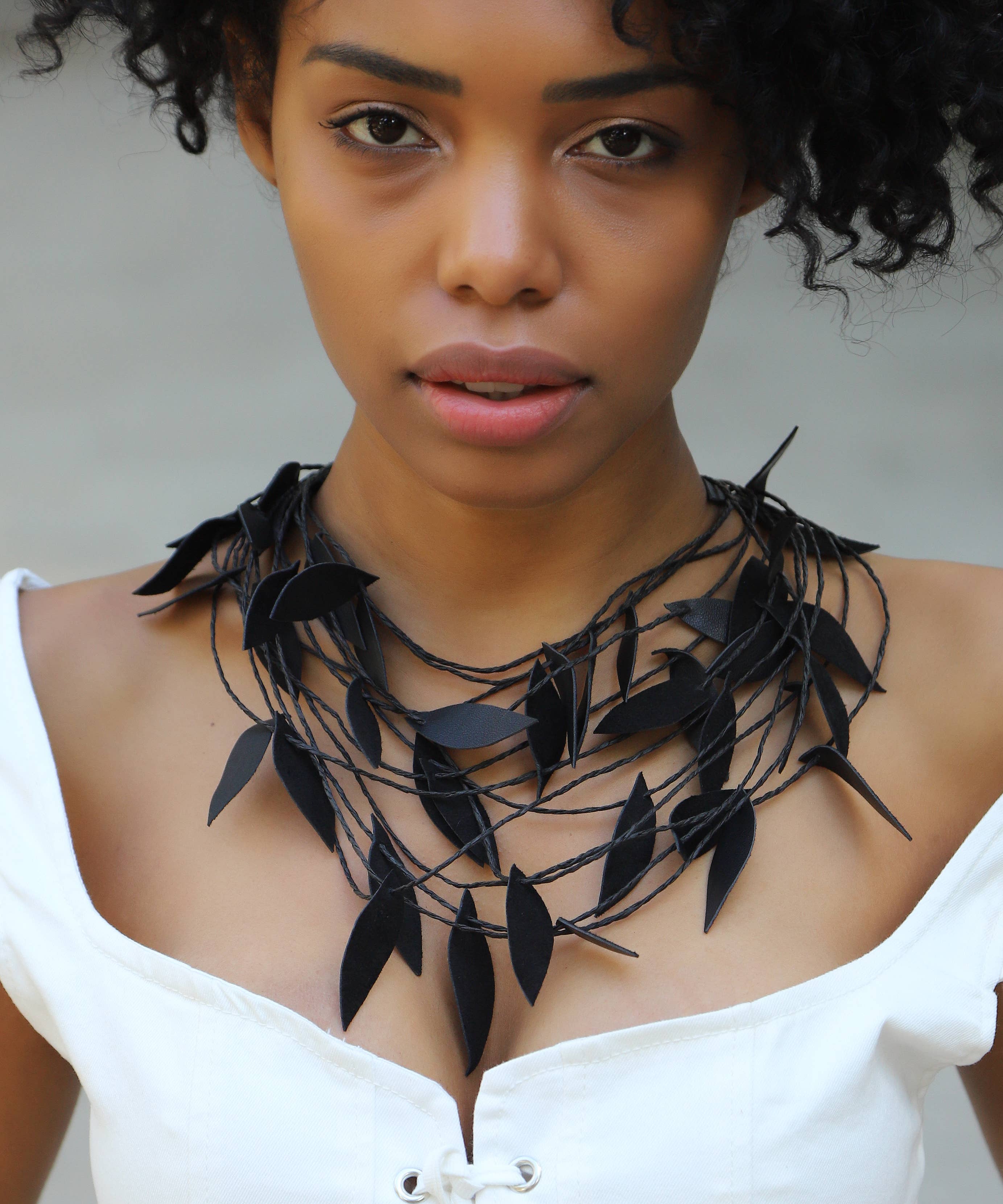 AVENS - Wholesale Jewelry Set - Handmade special design leather leaf jewelry set3