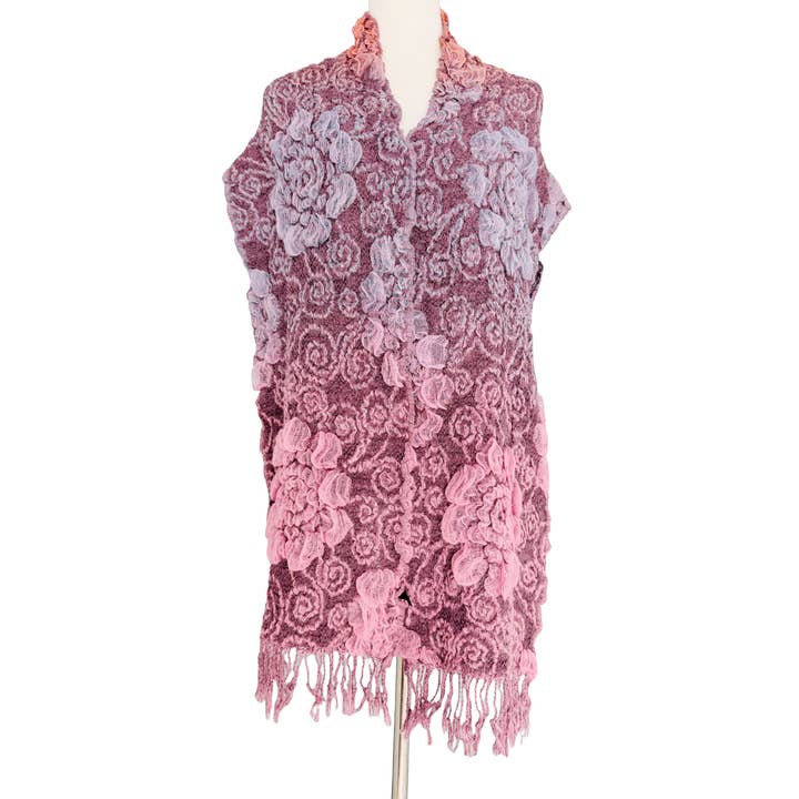 JC Sunny Fashion - Wholesale Scarf - Women's - Ultra-Soft Bamboo Fiber Scarf--3D Ombre Textured-Floral