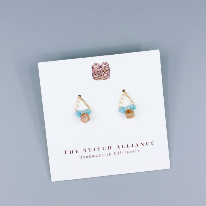 The Stitch Alliance - Wholesale Stud/Post Earrings - Sunstone Stud Earrings | Gold Fill Triangle Studs | Handmade5