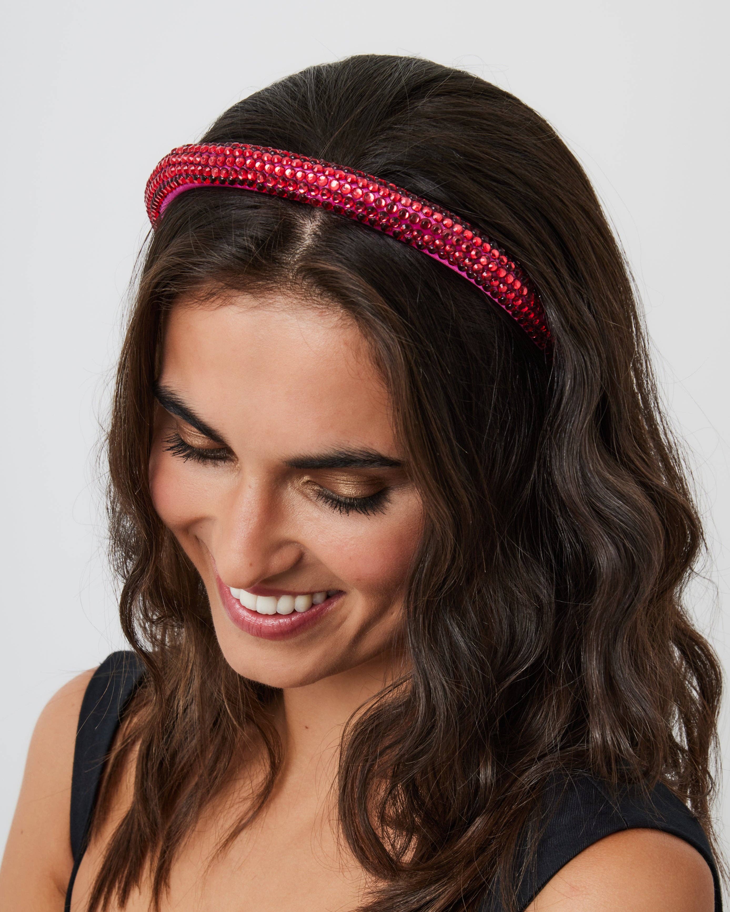 rosa Bandolete Skinny Rhinestone em Rosa para venda a revendedores na Faire1