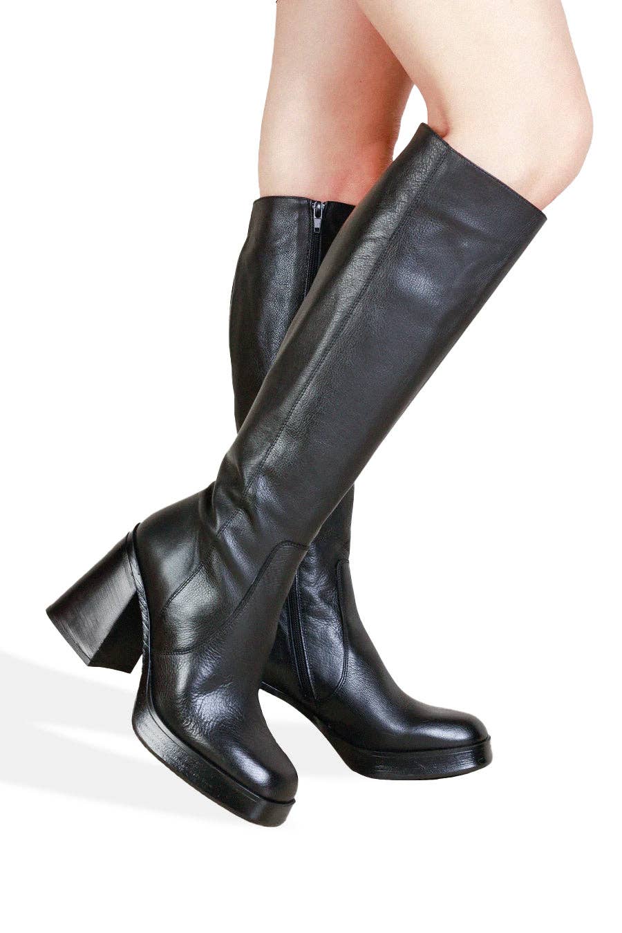 KMB Shoes - Wholesale Boots - Women's - MACY BLACK - Knee-High Heeled Boots1