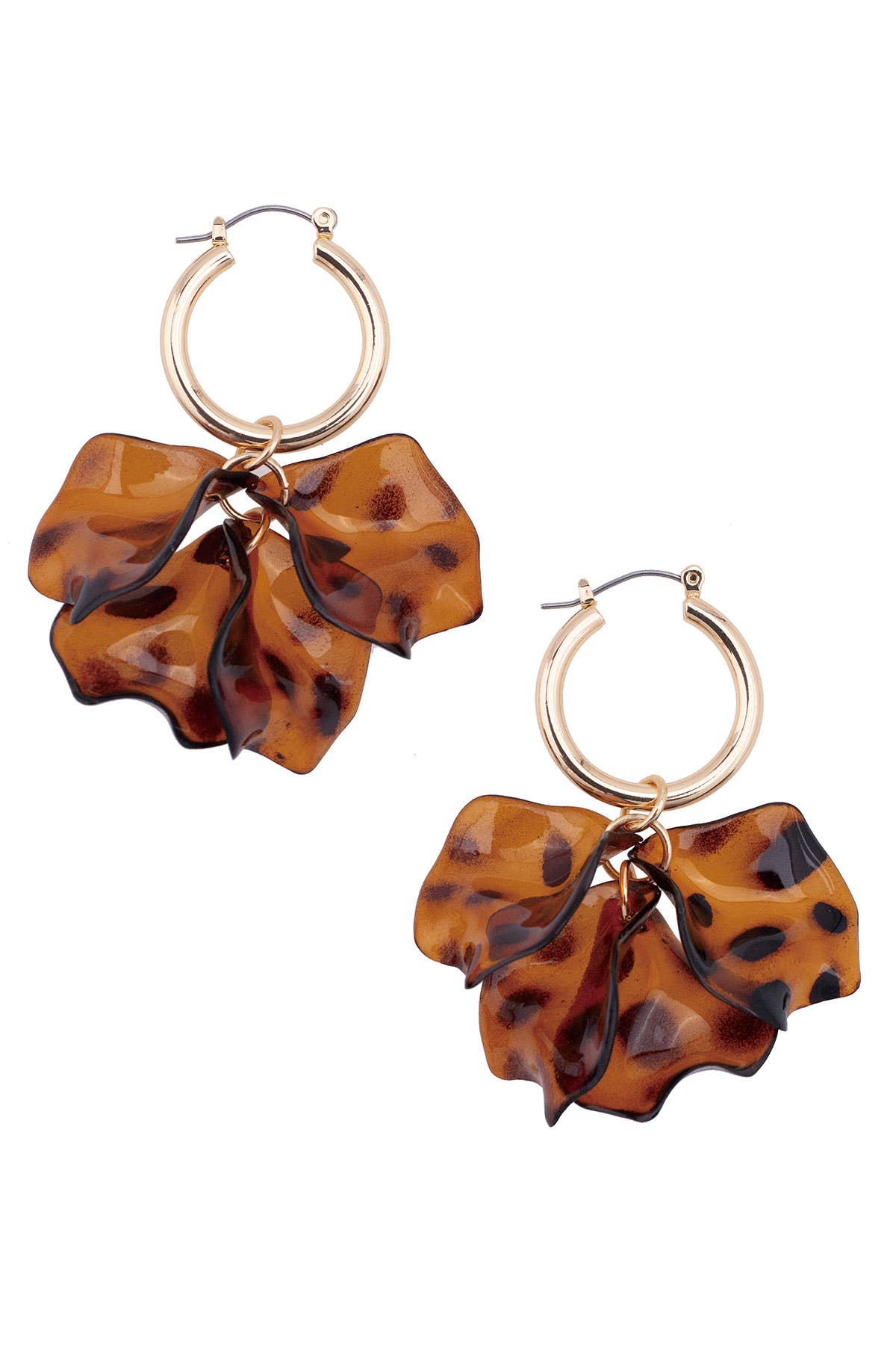 Canvas Style - Wholesale Hoop Earrings - Tatiana Cluster Drop Hoop Earrings in Tortoise