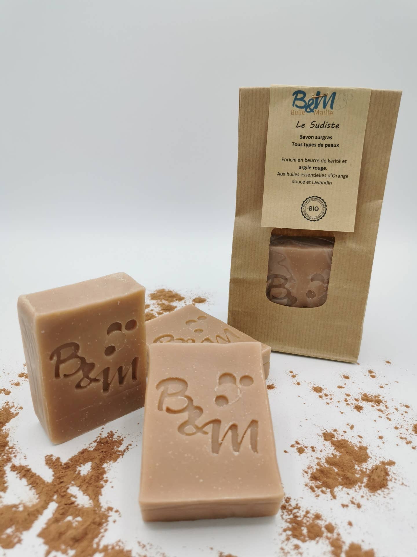 BULLE & MAILLE - Wholesale Bar Soap - Organic soap with red clay, orange, and lavandin Le Sudiste1