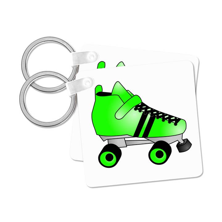 3dRose - Wholesale Keychain - Unisex - 3dRose, Skating Gifts - Green and Black Roller Skate, Key Chain0