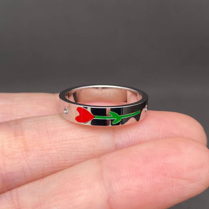 Enamel Flower 18K Gold Plated Stainless Steel Ring for wholesale by Mio Queena