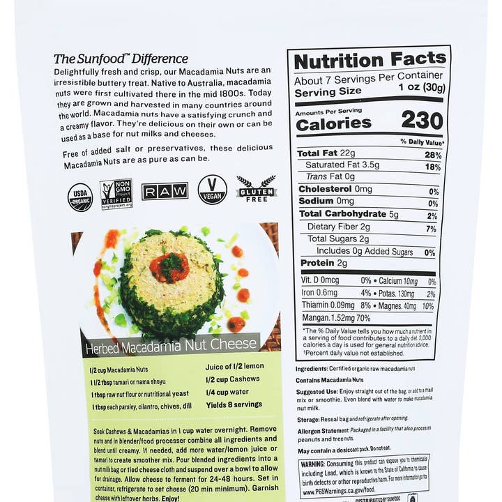 Everyday Supply Co - Wholesale Nuts - SUNFOOD SUPERFOODS NUTS MACADAMIA ORG1