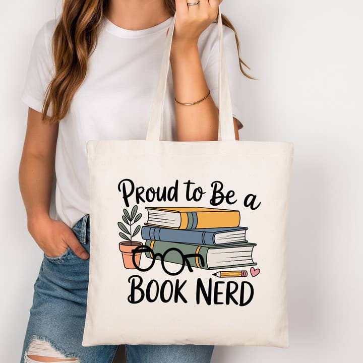 Stolt över att vara en boknörd Canvasväska för wholesale av DaisyChainDesignCo