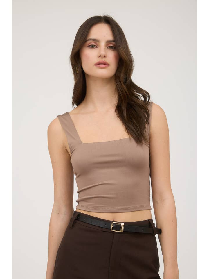 The Workshop Studio - Wholesale Knit Top - Women's - REVERSIBLE CROPPED SQUARE NECK TANK