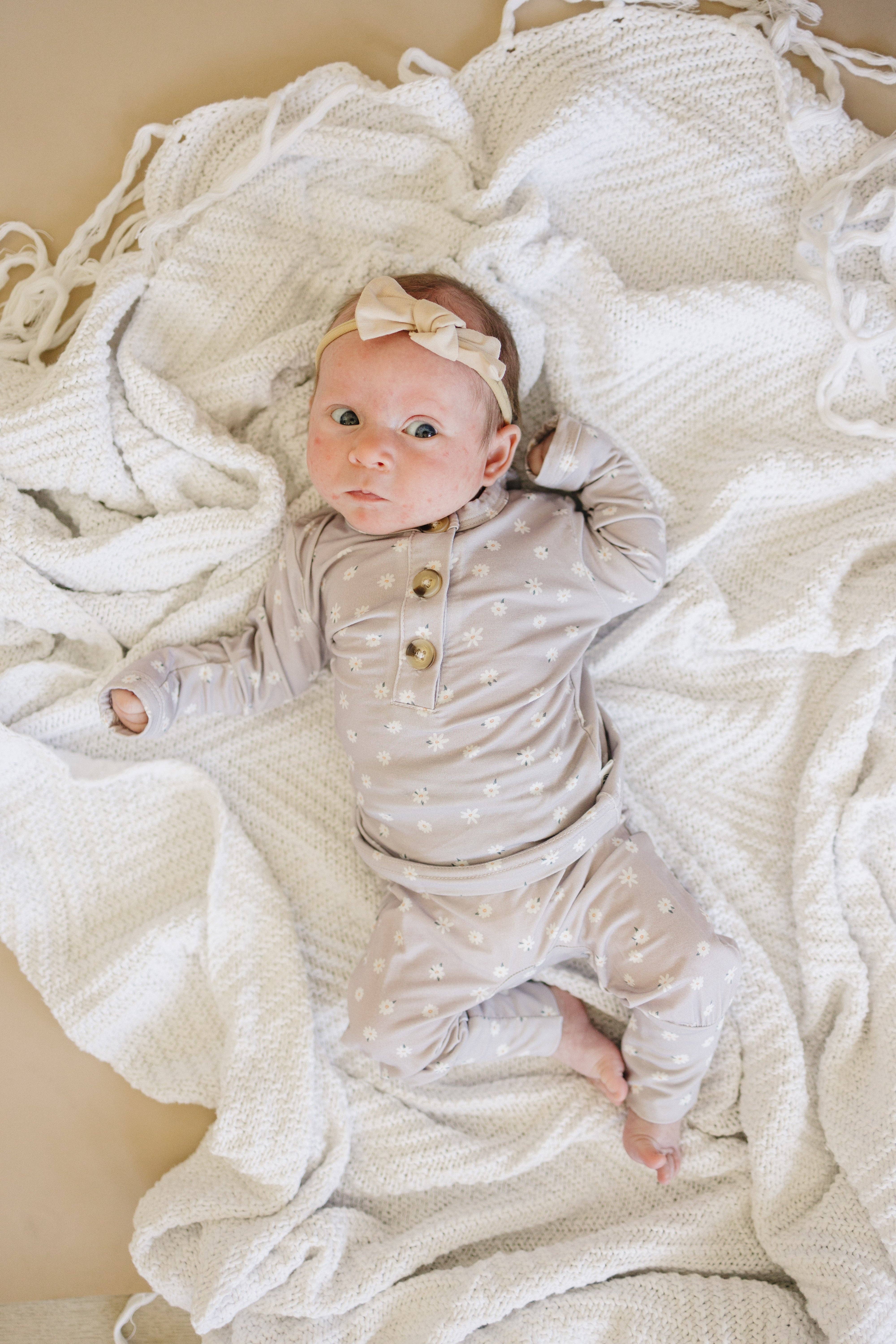 Little Joy Co. - Wholesale Sleepwear Set - Kids - Oopsie Daisy 2pc Henley Bamboo Pajamas - Sizes Newborn & Up!10