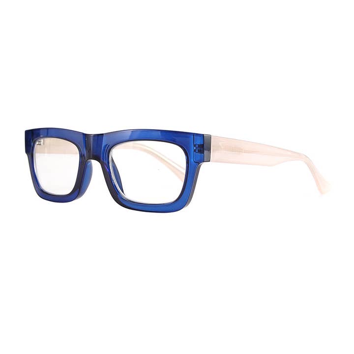 OLLIE | Bleu marine/ivoire | Blocage de la lumière bleue pour la vente par Ryan Simkhai Eyeshop