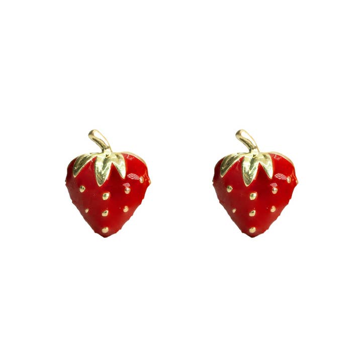 Sweet Sterling Silver Strawberry Studs - Eco friendly for wholesale by Joli Lily