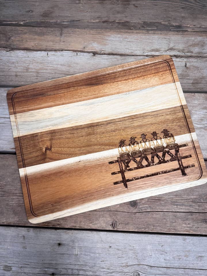 Large Cutting Board - Sitting on the Fence for wholesale by Diamond Horseshoe Trading Co