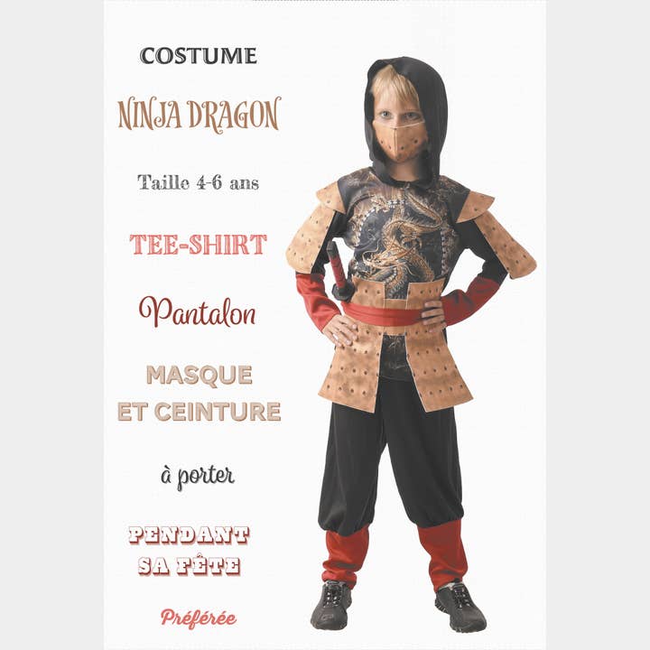 COSTUME DA DRAGONE NINJA 4-6 ANNI per la vendita all'ingrosso da parte di Party Pro