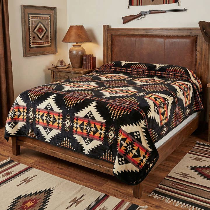 Rivière Blanche – Couverture Réversible en Flanelle et Polaire Reine Noire pour la vente par Nativo