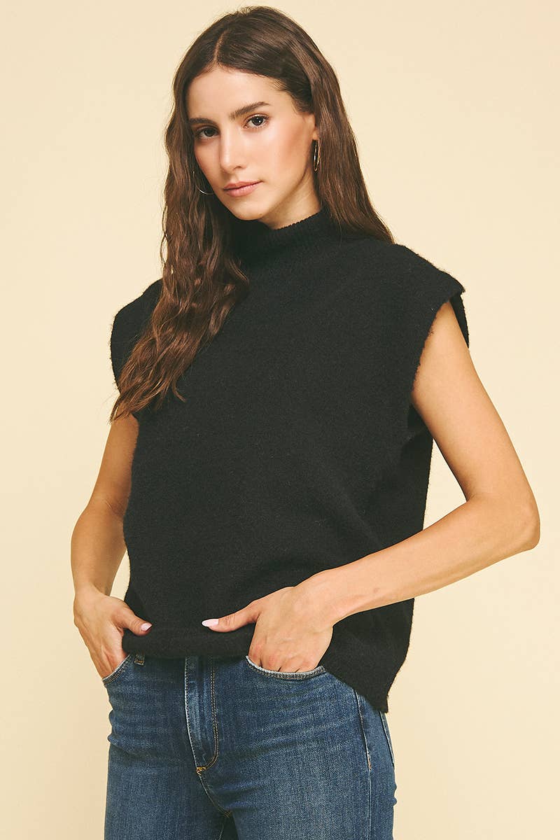 PINCH - Wholesale Knit Sweater - Women's - TURTLE NECK CAP SLEEVE SWEATER - 6334W8