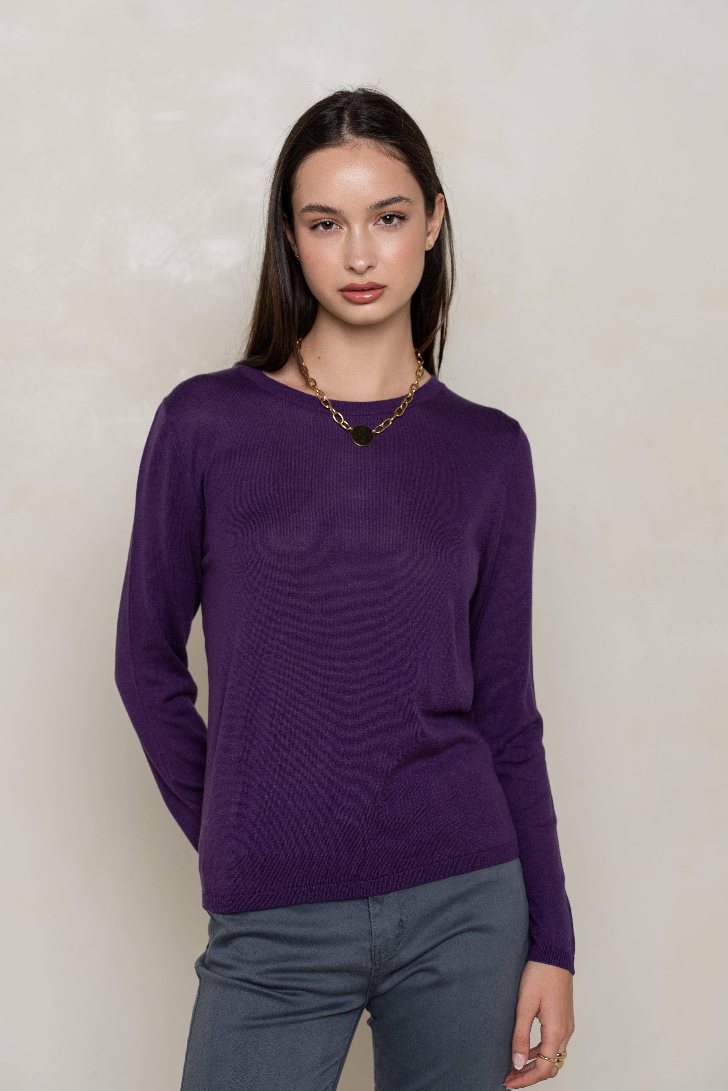 jw.atelier - Wholesale Knit Sweater - Women's - Round neck sweater in silk and cashmere2