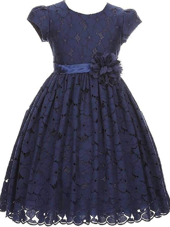 iGirlDress - Vente Robe – enfant - Robe Fille Manches Courtes en Coton Dentelle Florale Petite Fille1