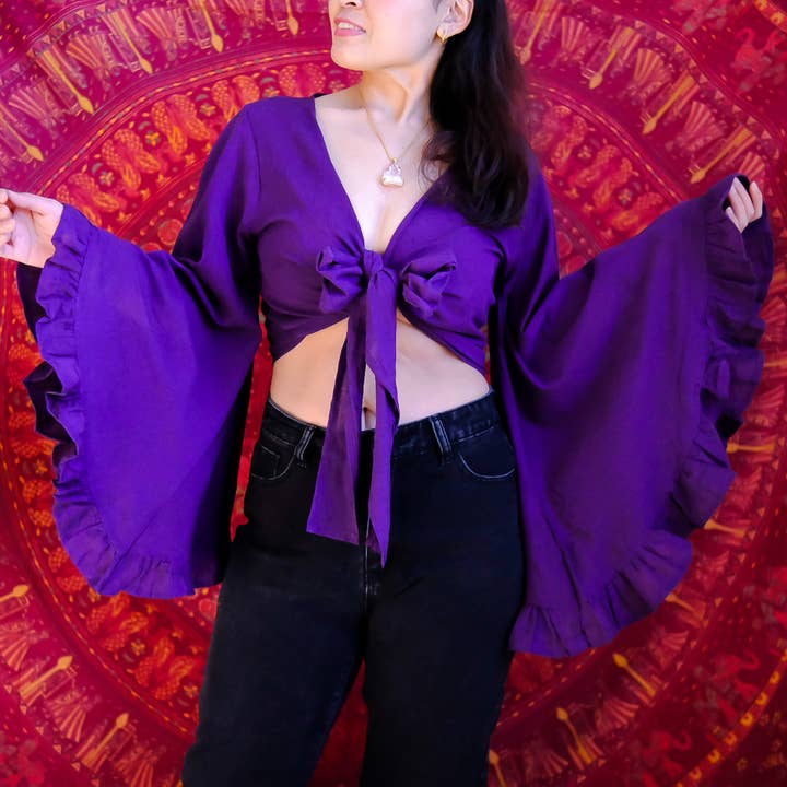 Karma Nepal Crafts - Wholesale Blouse - Women's - Cotton Flare Sleeve Top with Ruffle8