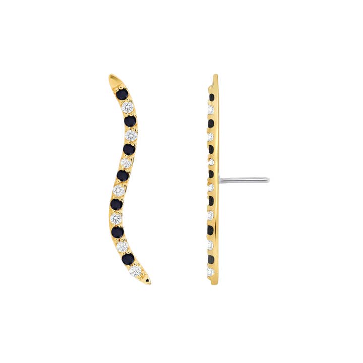 Piercing-zone - Wholesale Single Earring - Path With Gems Zebra – 14K/18K Gold Threadless End