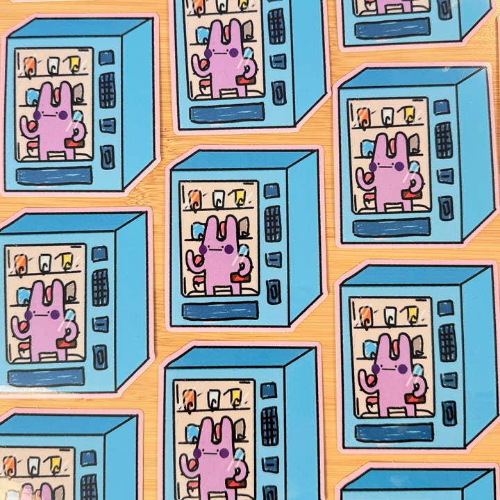 oh no wink is stuck in a vending machine!!!! (sticker) for wholesale by Stay Okay Studio