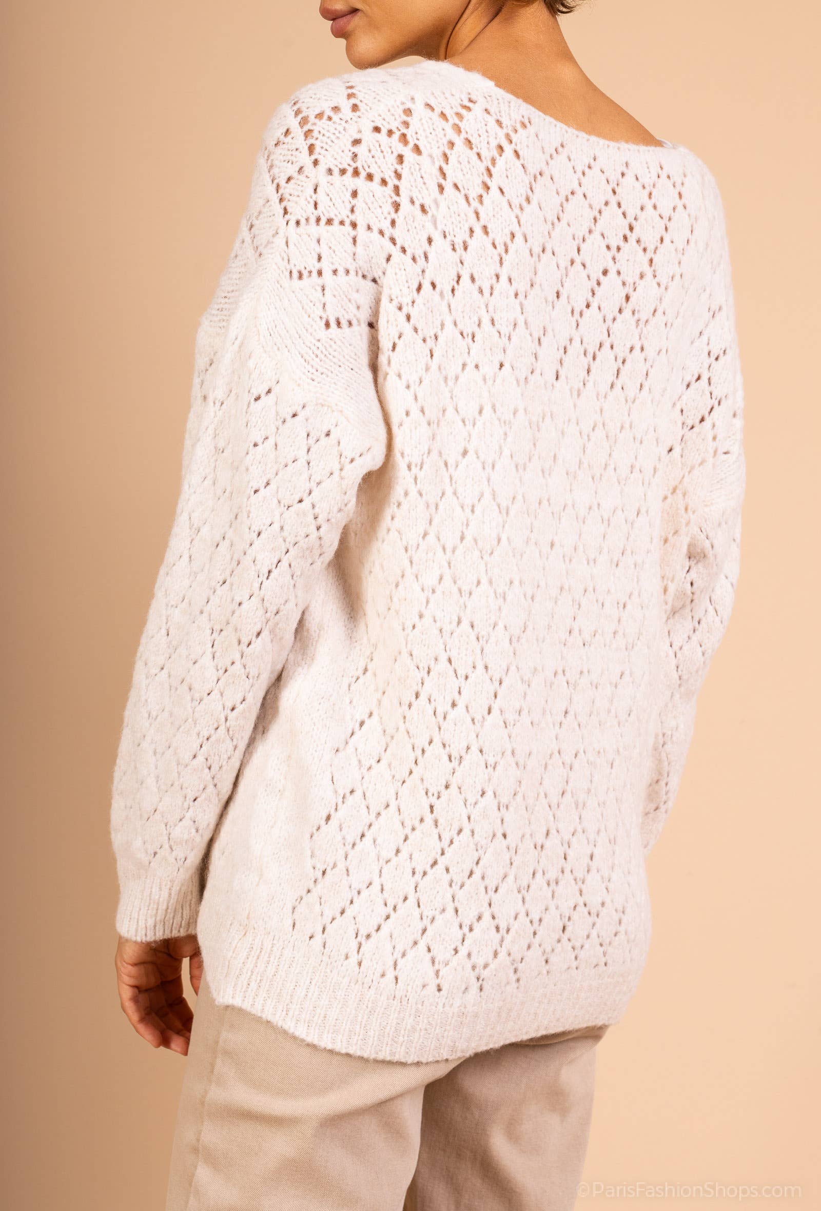 Pépouz' Paris - Vente Pull en maille – femme - Pull en mohair ajourée motif losange PP25053