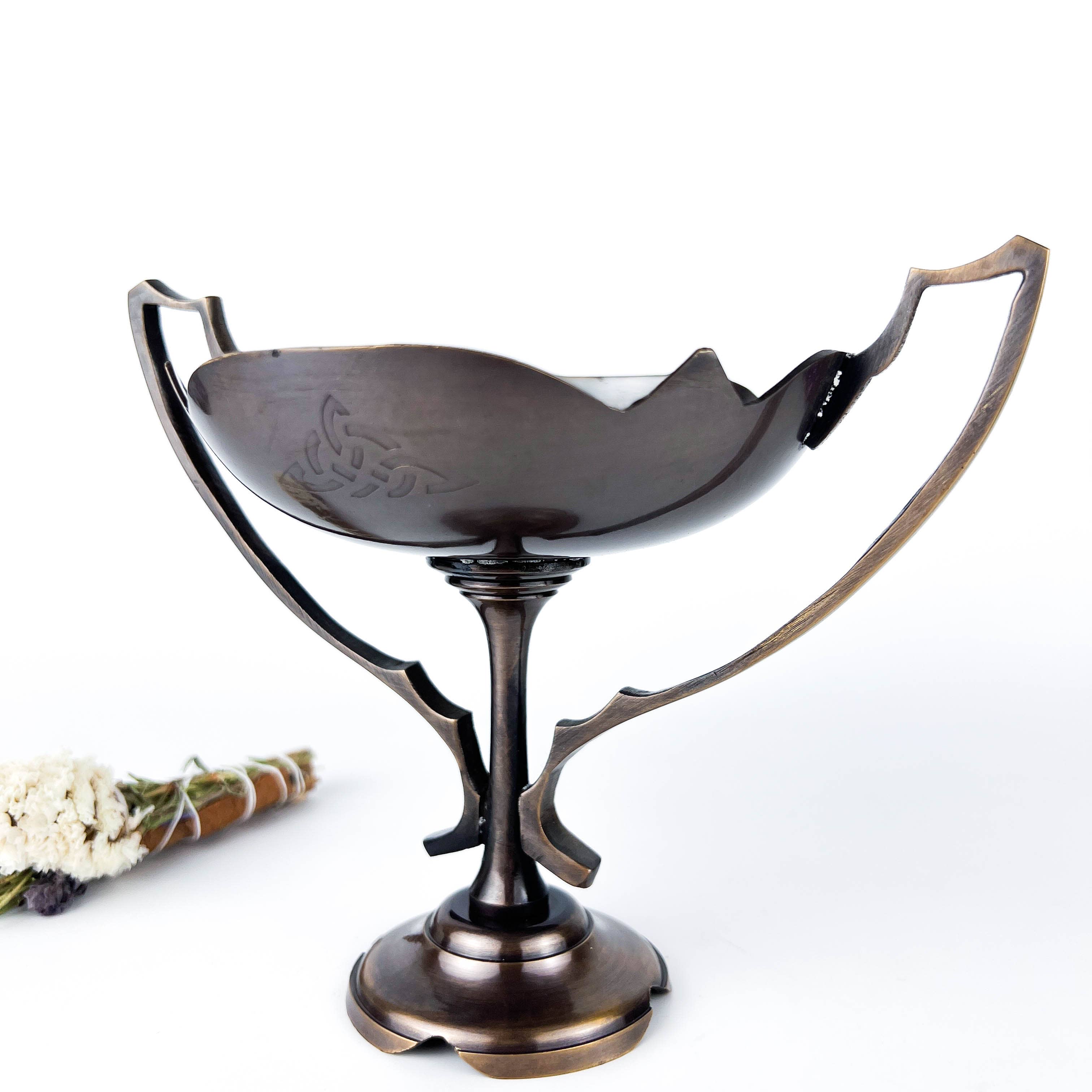 GREENROOTS USA LLC - Wholesale Incense Holder - Triquetra Egyptian Lotus Burner/Smudge Pot 5.5 X5.5 X 7.5"5