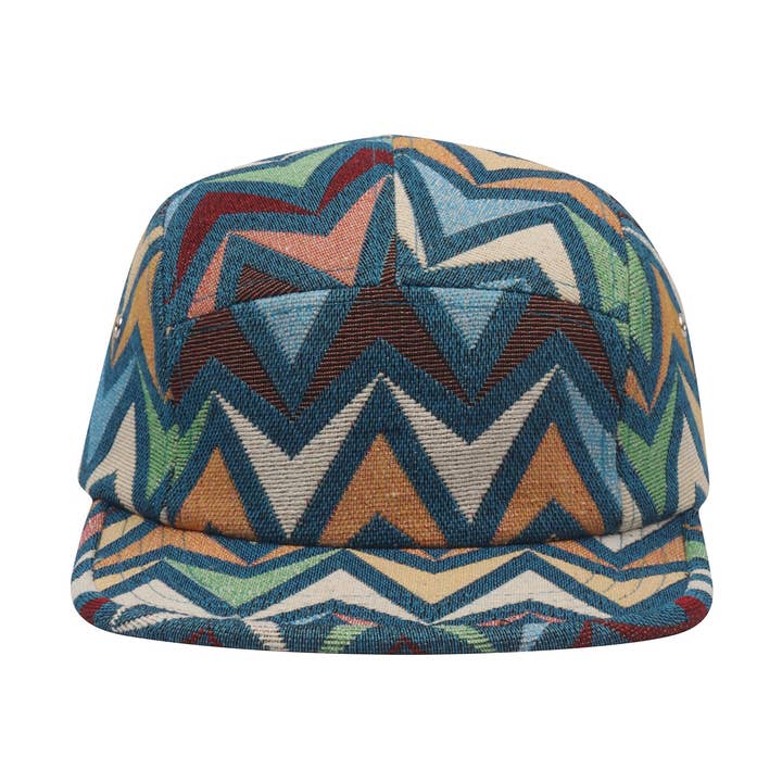 Casquette 5 panneaux HatPhile Zigzag Jacquard – Camp Cap pour la vente par HATPHILE