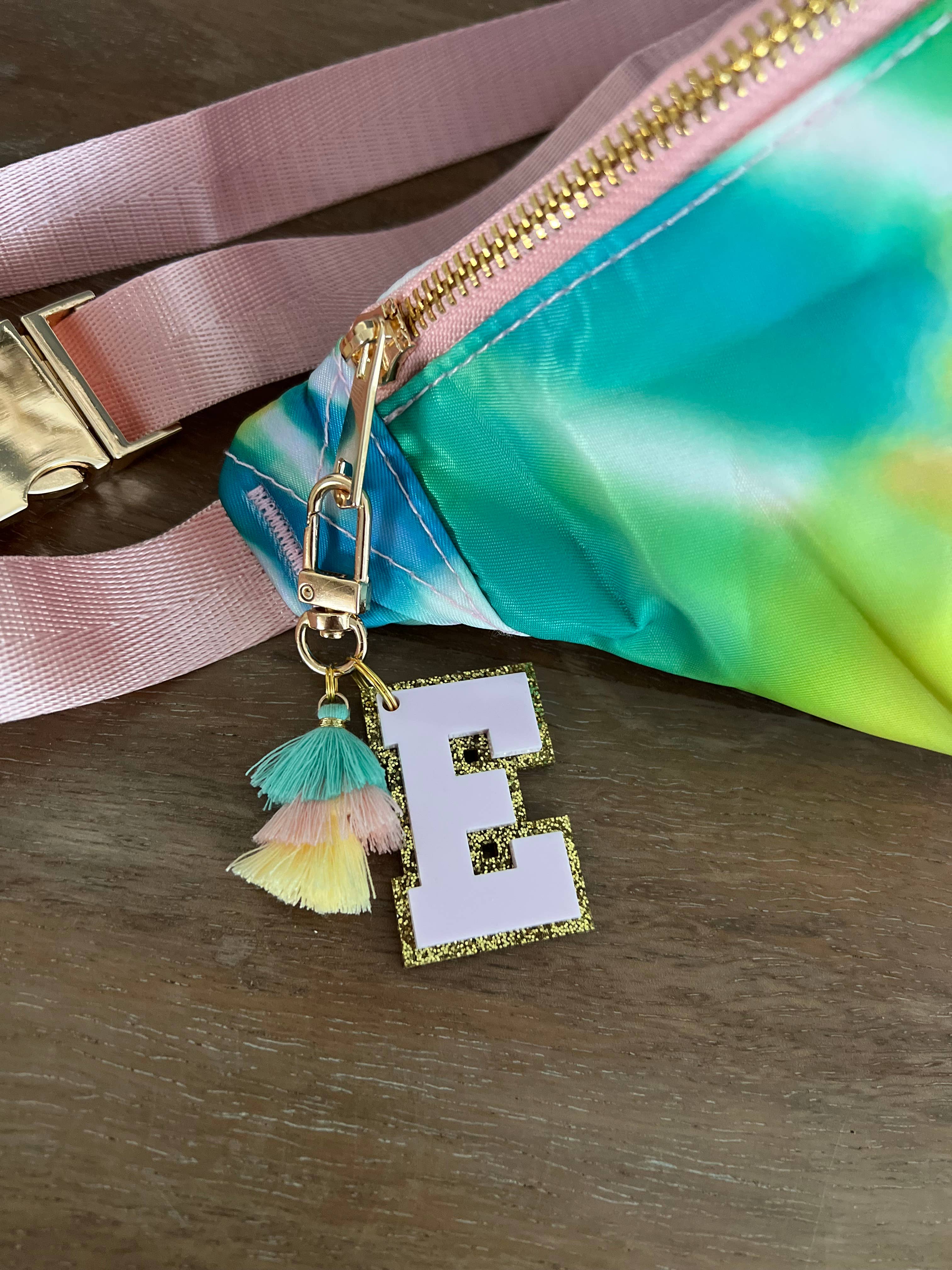 Palmy Pineapple - Wholesale Keychain - Women's - Varsity Letter Zipper Pull Keychain Bag Charms w/ Tassels6