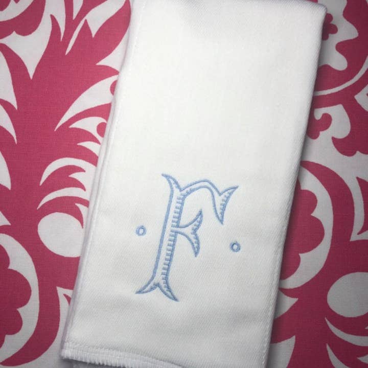 Oh Happy Day Shoppe - Wholesale Burp Cloth - Baby - Baroque initial Burp Cloth