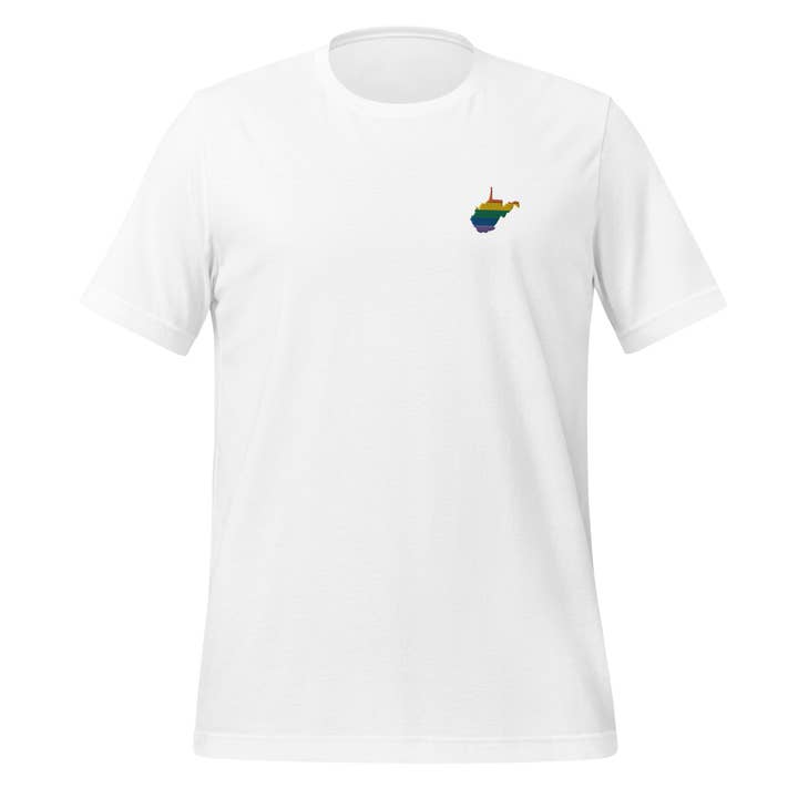 West Virginia Rainbow Embroidered Unisex T-Shirt for wholesale by Gay Pride Apparel