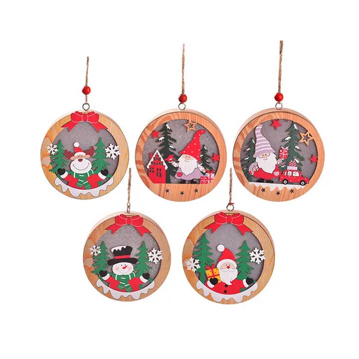 La Bella Monte - Wholesale Retailer Sample - Home Decor - LED Light Up Wooden Hanging For - Assorted5