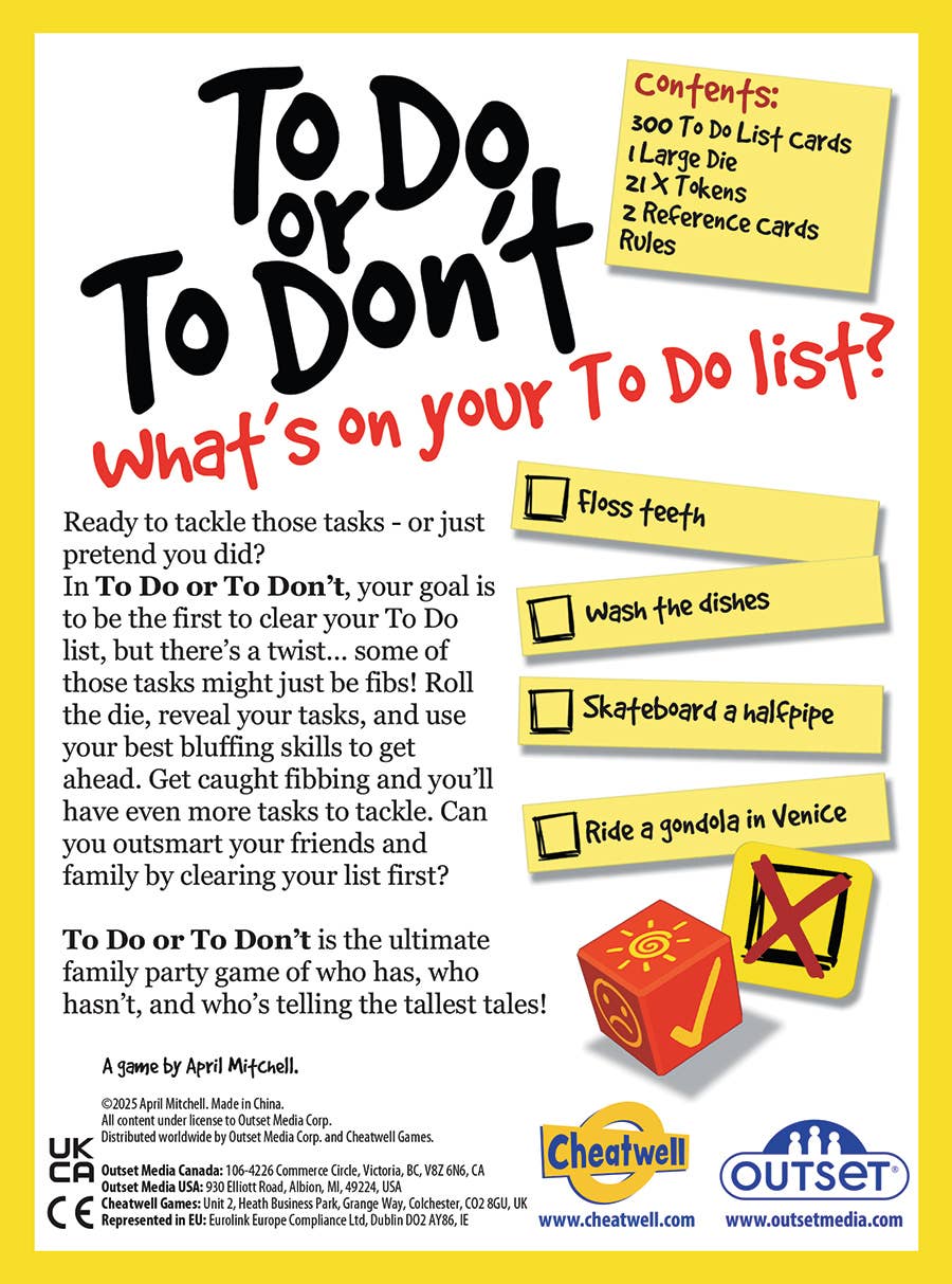 Outset Games and Cobble Hill Puzzles - Wholesale Card Game - To Do or To Don't Game1